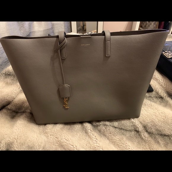 Saint Laurent Handbags - SAINT LAURENT Calfskin Large Shopping tote grey